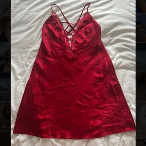 Red silk slip